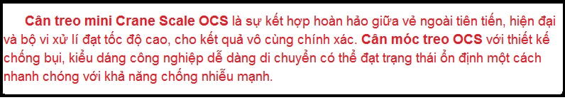 chức năng chính của cân treo ocs